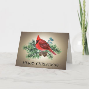 Cartes Pour Fêtes Annuelles Branches de pin cardinal Red Bird Joyeux Noël