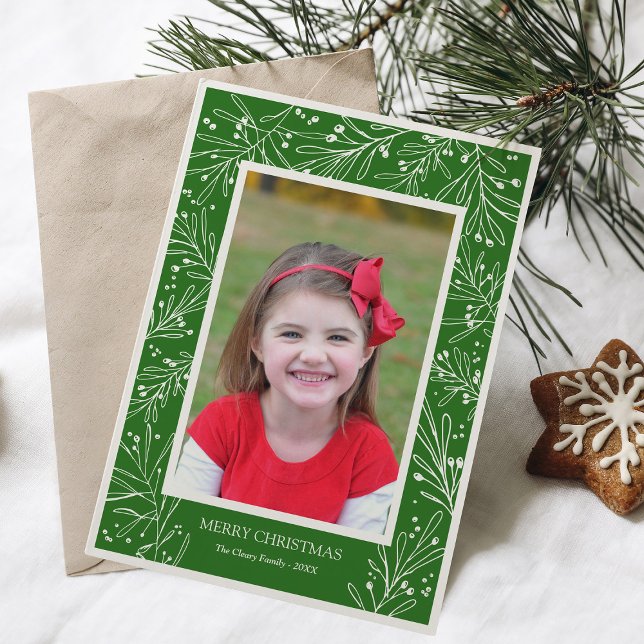 Cartes Pour Fêtes Annuelles Branches d'hiver Green Holiday | Photo 2017 (Créateur téléchargé)