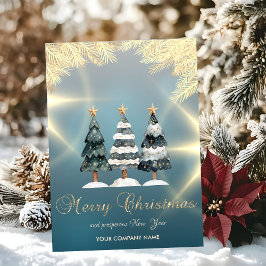 Cartes Pour Fêtes Annuelles Branches d'or Pine Trees Entreprise