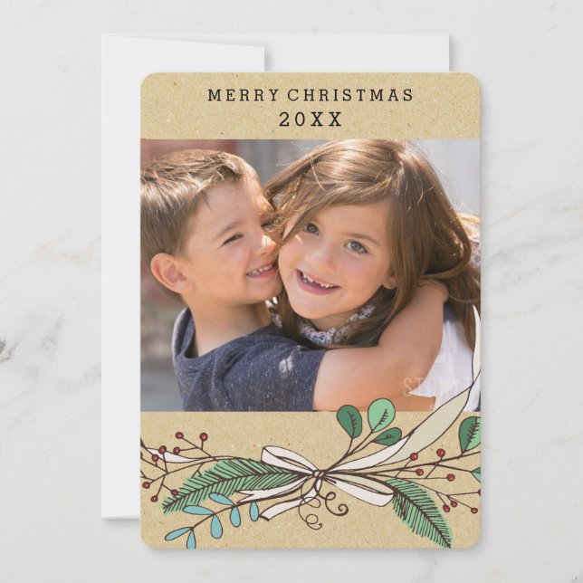 Cartes Pour Fêtes Annuelles Branches et baies Paix et joie (Devant)