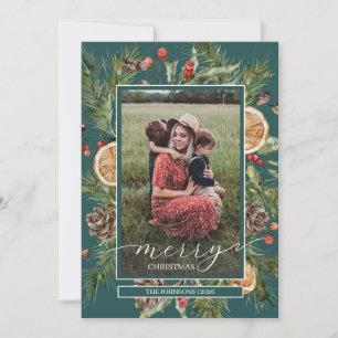 Cartes Pour Fêtes Annuelles Branches florales rustiques 2 Photo