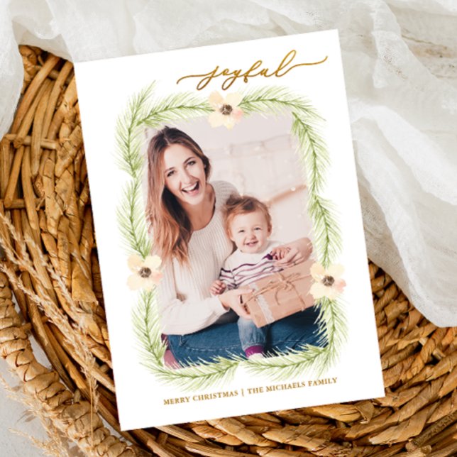 Cartes Pour Fêtes Annuelles Branches joyeux Photo de Noël (Créateur téléchargé)