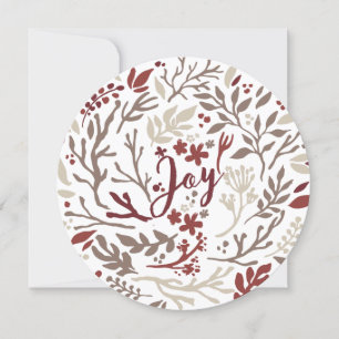 Cartes Pour Fêtes Annuelles Branches rustiques Foliage d'hiver Deep Red Joy