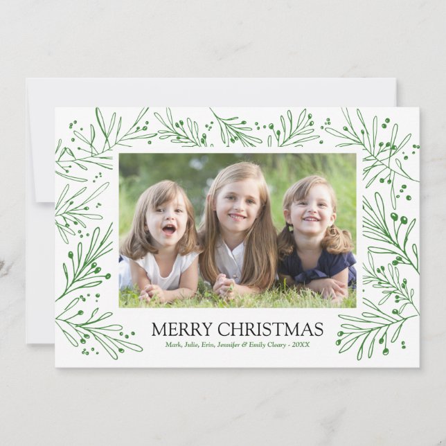 Cartes Pour Fêtes Annuelles Branches vertes d'hiver et baies | Vacances 2017 (Devant)