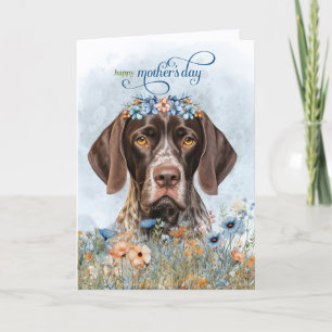 Cartes Pour Fêtes Annuelles Braque allemand à poil court Fleurs sauvages Fête