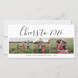 Cartes Pour Fêtes Annuelles Bravo 2026 Script Trois Photo Collage Moderne