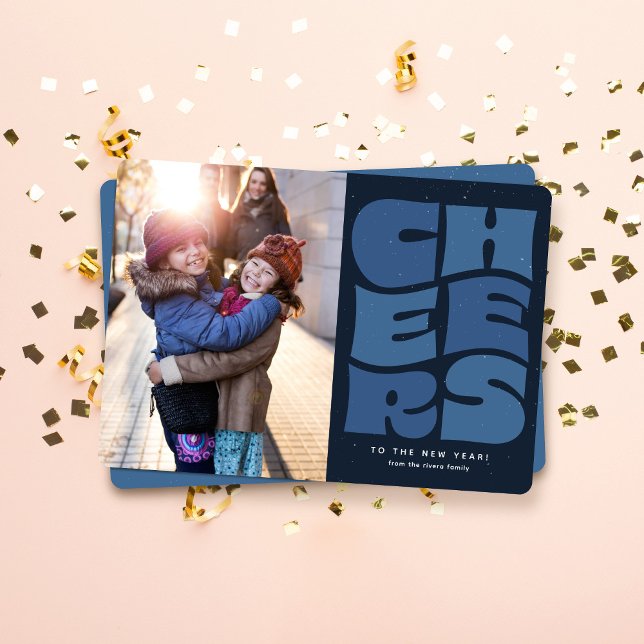 Cartes Pour Fêtes Annuelles Bravo super rétro marine bleu Nouvel An photo (Créateur téléchargé)