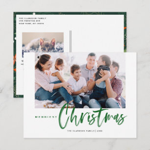 Cartes Pour Fêtes Annuelles Brève calligraphie Vert Merriest photo de Noël
