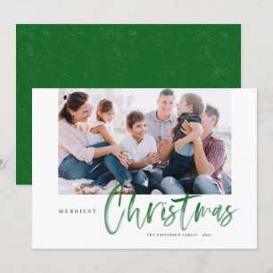 Cartes Pour Fêtes Annuelles Brève calligraphie Vert Merriest photo de Noël