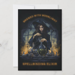 Cartes Pour Fêtes Annuelles Brewed With Moonlight Witch Halloween Party