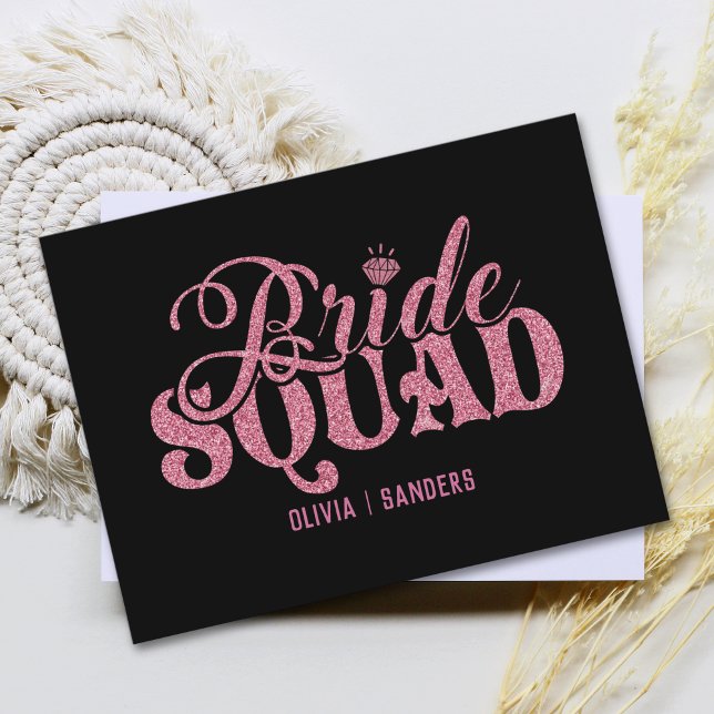 Cartes Pour Fêtes Annuelles Bride Squad Bright Pink (Créateur téléchargé)