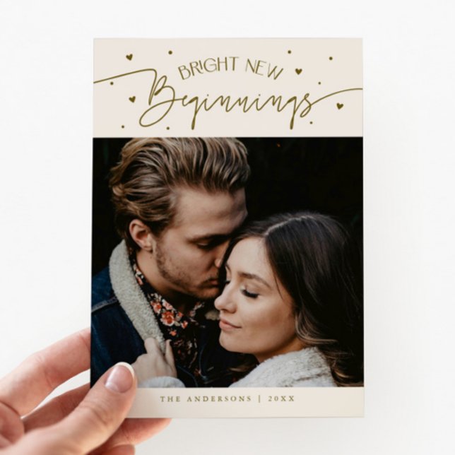 Cartes Pour Fêtes Annuelles Bright Beginnings New Year Cream Photo  (Créateur téléchargé)