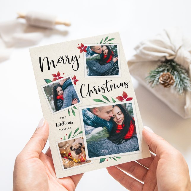 Cartes Pour Fêtes Annuelles Bright Boughs | Collage photo multiple Noël (Créateur téléchargé)