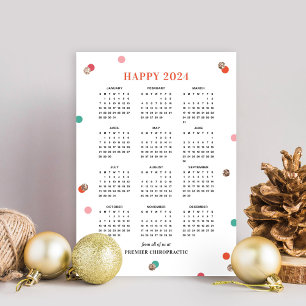 Cartes Pour Fêtes Annuelles Bright Dots 2024 Calendrier Business Holiday Card