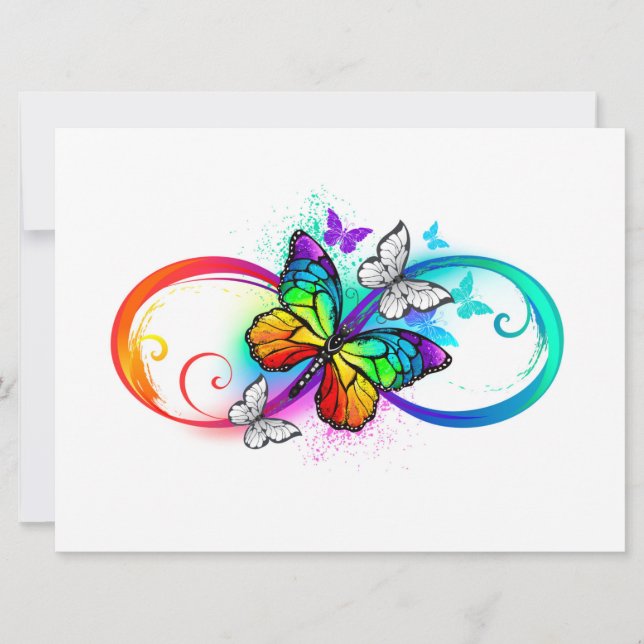 Cartes Pour Fêtes Annuelles Bright infinity with rainbow butterfly (Devant)