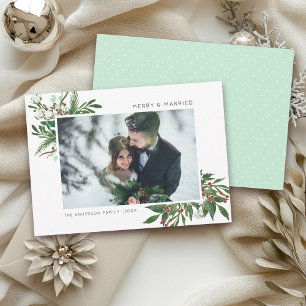Cartes Pour Fêtes Annuelles Bright Joy   Photo Merry & Married Mistletoe Sprig