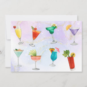 Cartes Pour Fêtes Annuelles Bright rainbow cockparty festin boissons amusantes