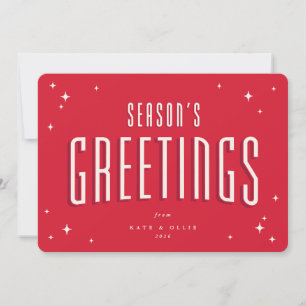 Cartes Pour Fêtes Annuelles Bright Red Bonnes Fêtes Retro Stars Plat