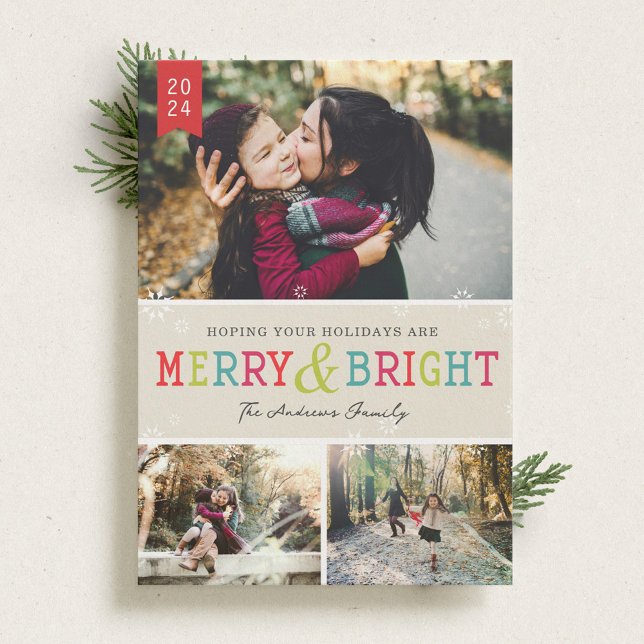 Cartes Pour Fêtes Annuelles Bright Snowflakes Photo de vacances (Créateur téléchargé)