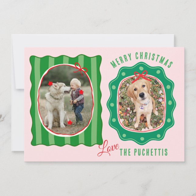 Cartes Pour Fêtes Annuelles Bright Two Picture Frame Noël (Devant)