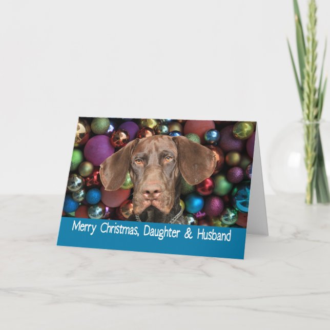 Cartes Pour Fêtes Annuelles Brillant Grizzly Fille et mari Joyeux Noël (Devant)