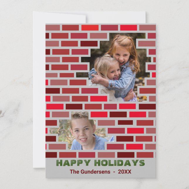 Cartes Pour Fêtes Annuelles Briques de collage de la famille de Noël (Devant)
