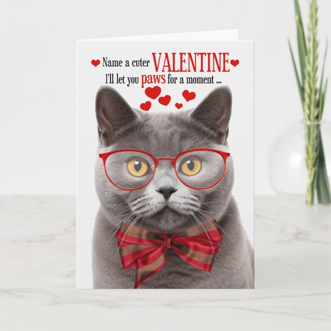 Cartes Pour Fêtes Annuelles British Shorthair Cat Feline Humour Saint-Valentin (Devant)