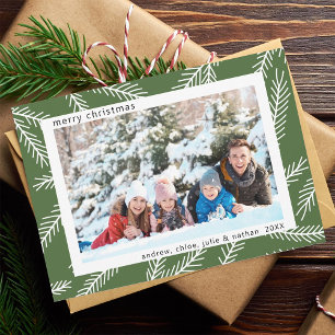 Cartes Pour Fêtes Annuelles Brochure de pin rustique Photo de Noël verte