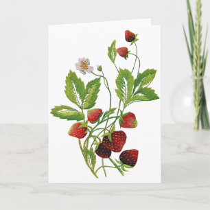 Cartes Pour Fêtes Annuelles Broderie de fraises fraîches du printemps