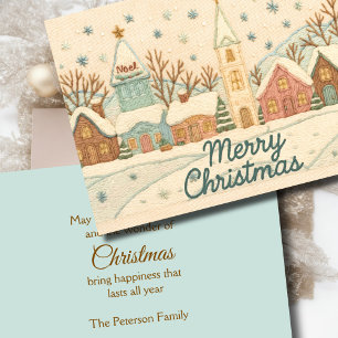 Cartes Pour Fêtes Annuelles Broderie Noël Snowy Village scène