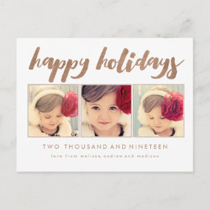 Cartes Pour Fêtes Annuelles Bronze Happy Holidays Xmas Photo Frame Postcard