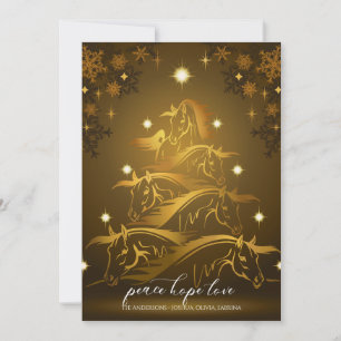 Cartes Pour Fêtes Annuelles Bronze Or Chevaux de Noël Abstraits
