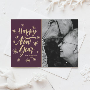 Cartes Pour Fêtes Annuelles Brosse Moderne Calligraphie Bonne année photo