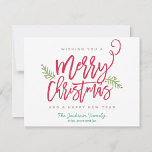 Cartes Pour Fêtes Annuelles Brosse moderne Script brillant Noël Non photo