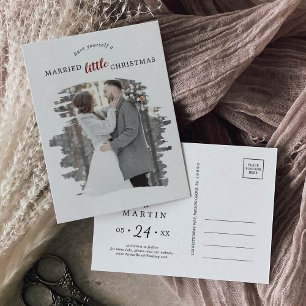 Cartes Pour Fêtes Annuelles Brossé rouge marié Petit Noël Enregistrer la date
