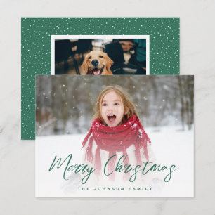 Cartes Pour Fêtes Annuelles Brosse Script photo pleine Noël