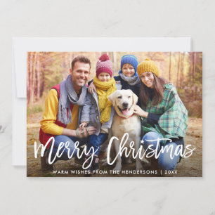 Cartes Pour Fêtes Annuelles Brosse Script Star Famille Photo Joyeux Noël