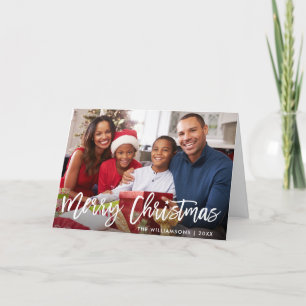 Cartes Pour Fêtes Annuelles Brosse Script Star Joyeux Noël Photo pliée