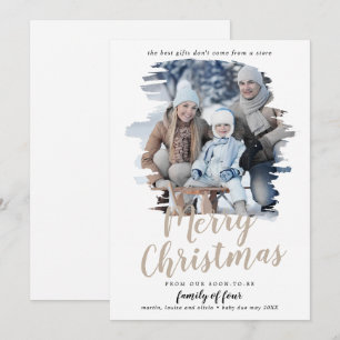 Cartes Pour Fêtes Annuelles Brossé Tan Famille de Quatre Grossesses Photo