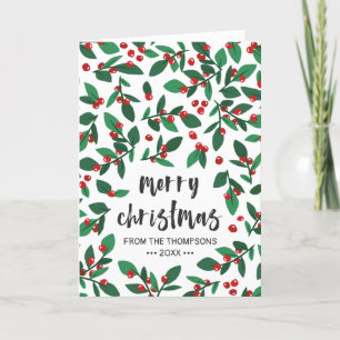 Cartes Pour Fêtes Annuelles Brosses de Noël Rouge Joyeux Noël
