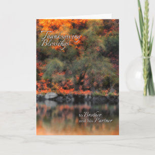 Cartes Pour Fêtes Annuelles Brother et son partenaire Thanksgiving Autumn Lake