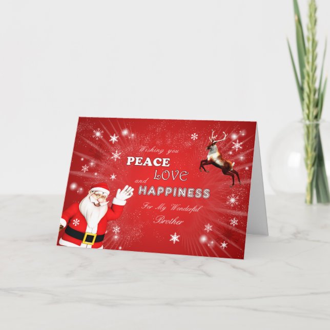 Cartes Pour Fêtes Annuelles Brother, Père Noël et un renne (Devant)