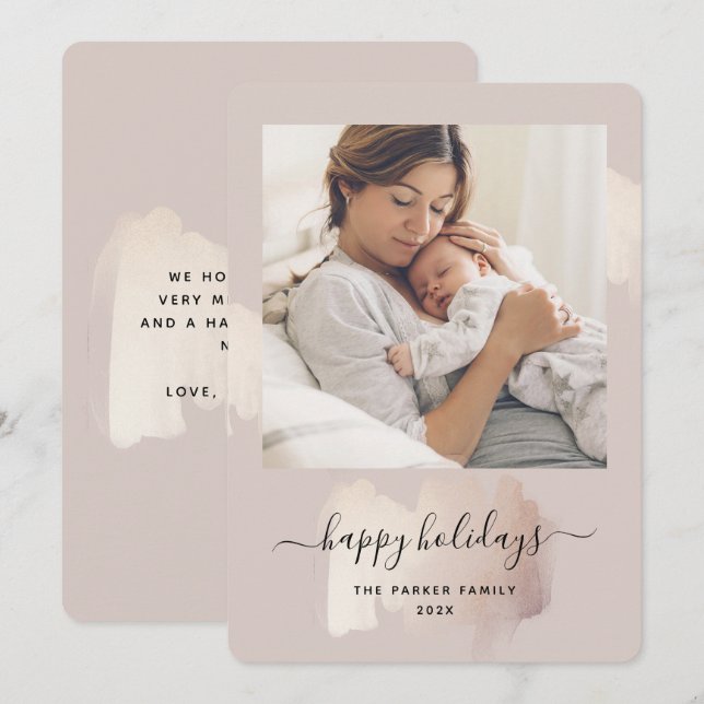 Cartes Pour Fêtes Annuelles Brouillon Chic | Joyeuses vacances Photo Noël (Devant / Derrière)