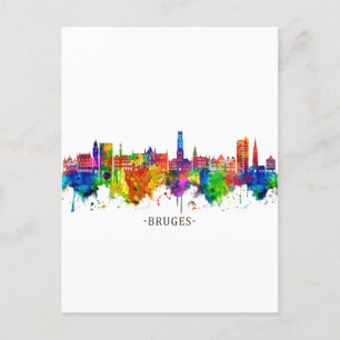 Cartes Pour Fêtes Annuelles Bruges Belgique Skyline