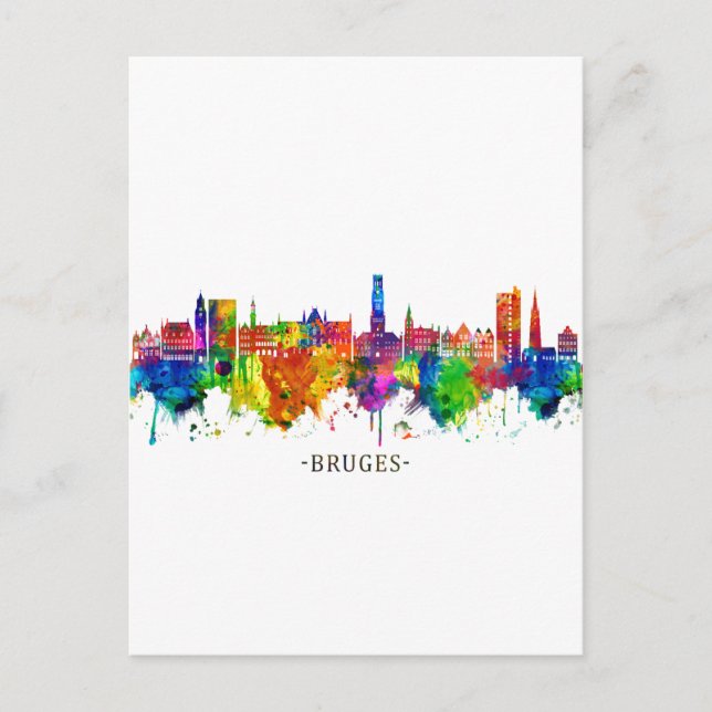 Cartes Pour Fêtes Annuelles Bruges Belgique Skyline (Devant)