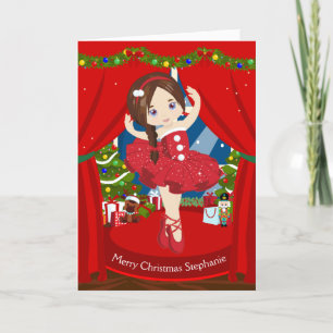 Cartes Pour Fêtes Annuelles Brunette Ballerina de Noël