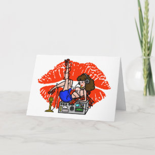Cartes Pour Fêtes Annuelles Brunette Ham Radio Pin-up Girl Smoochie Card