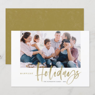 Cartes Pour Fêtes Annuelles Brush Calligraphy Gold Happest Holidays Photo