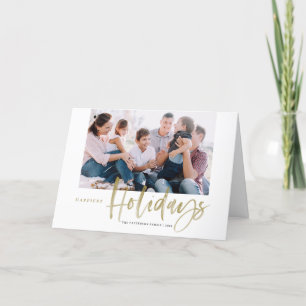 Cartes Pour Fêtes Annuelles Brush Calligraphy Gold Happest Holidays Photo