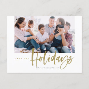 Cartes Pour Fêtes Annuelles Brush Calligraphy Gold Happest Holidays Photo